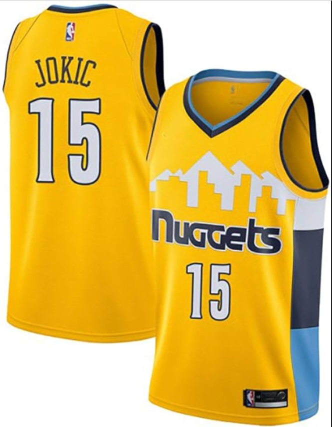 Men Denver Nuggets #15 Nikola Jokic yellow 2025 NBA jersey